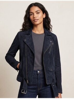 Theory Tralsmin Oversize Suede Moto Jacket